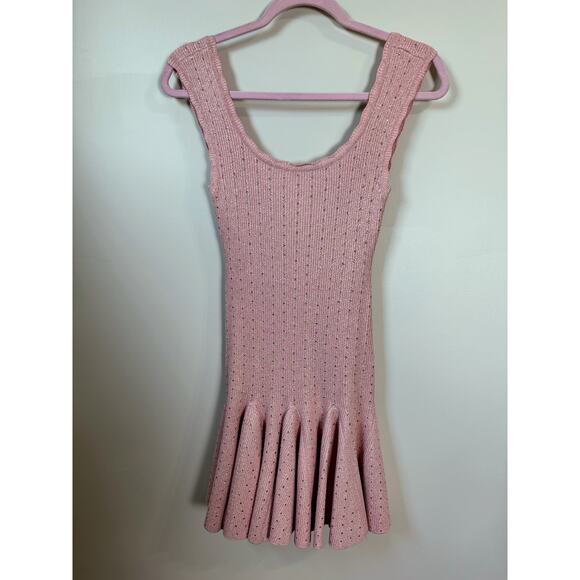 NEW NWT LoveShackFancy Maryanne Knit Mini Dress Pink Size XS - Picture 3 of 6